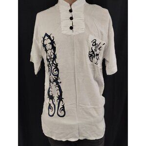 Batik Surya Men's White Tradition Indian Shirt SizeS SKU3348